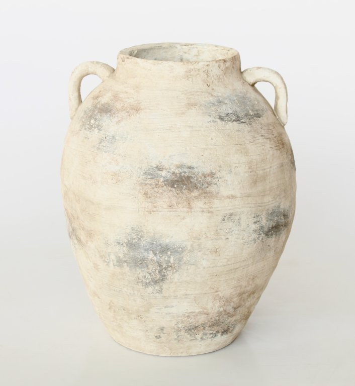 Extra Large Cement Distressed Jar With Handles
